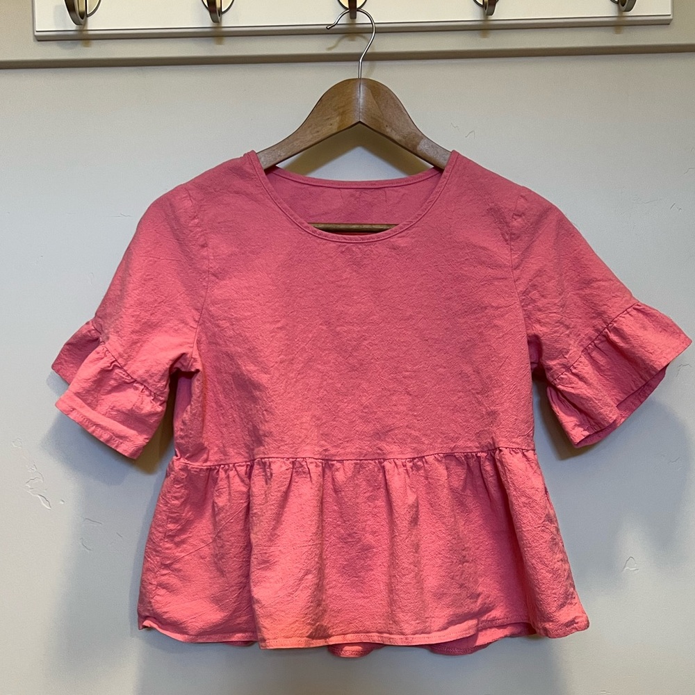 Flounce Sleeve Pink Top